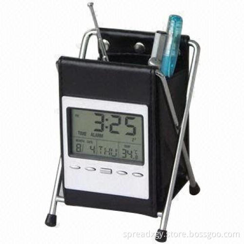 Pen Holder with Calendar Function, Time and Temperature Display, Competitive Price and Good Quality